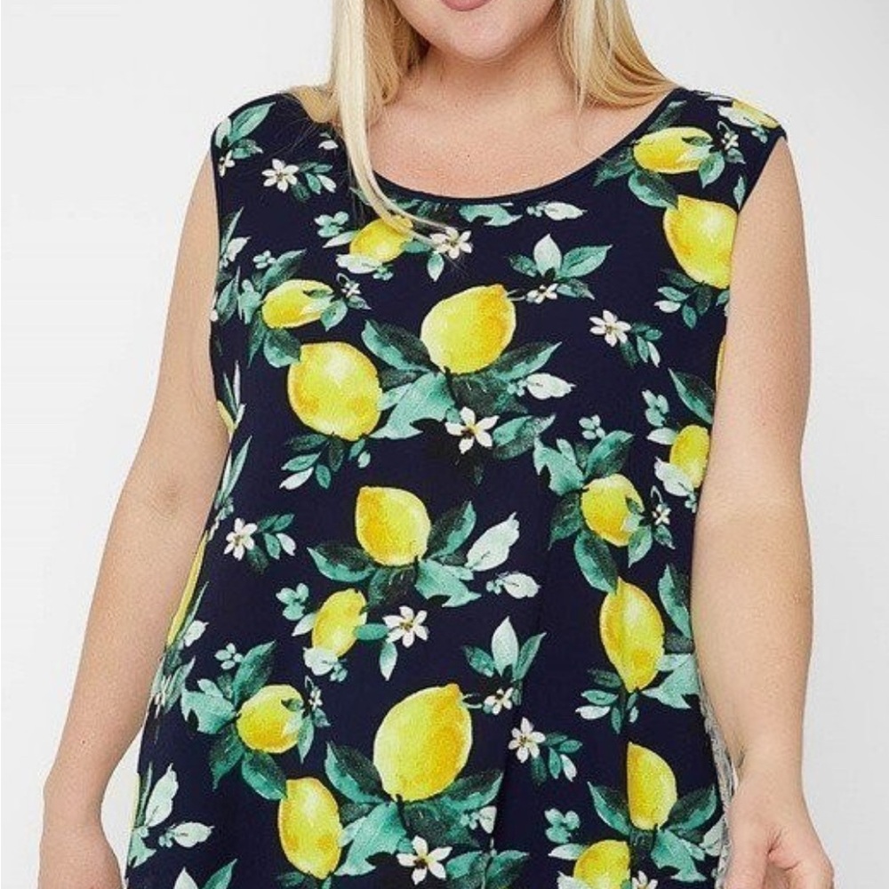 NWT BOUTIQUE_ Lemon Print Sleeveless Top MADE IN THE USA